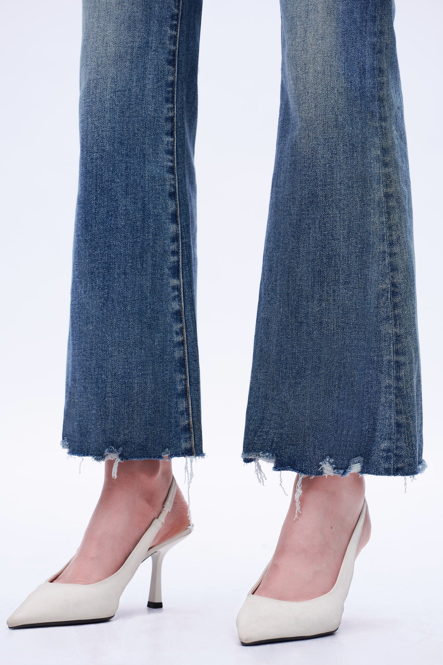 Evangeline Raw-Hem Kick Flare Jeans