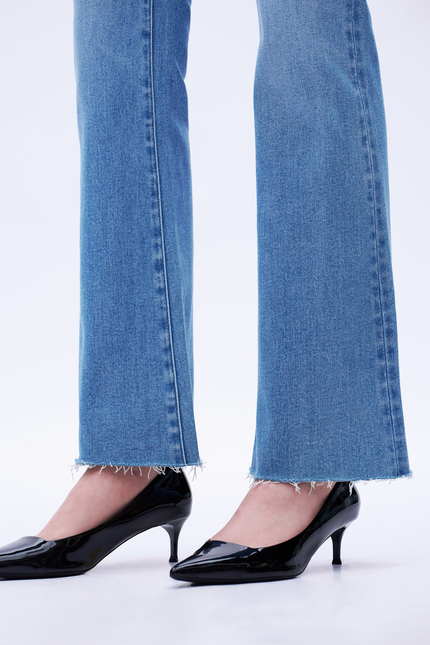 Camila Frayed-Cuff Retro Bootcut Jeans