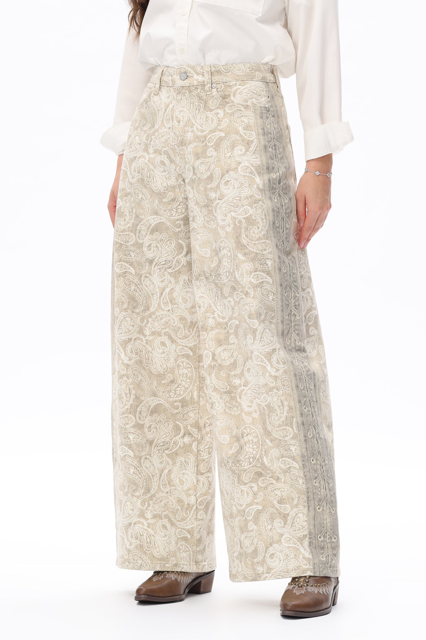 Valeria Bohemian Paisley Barrel Jeans