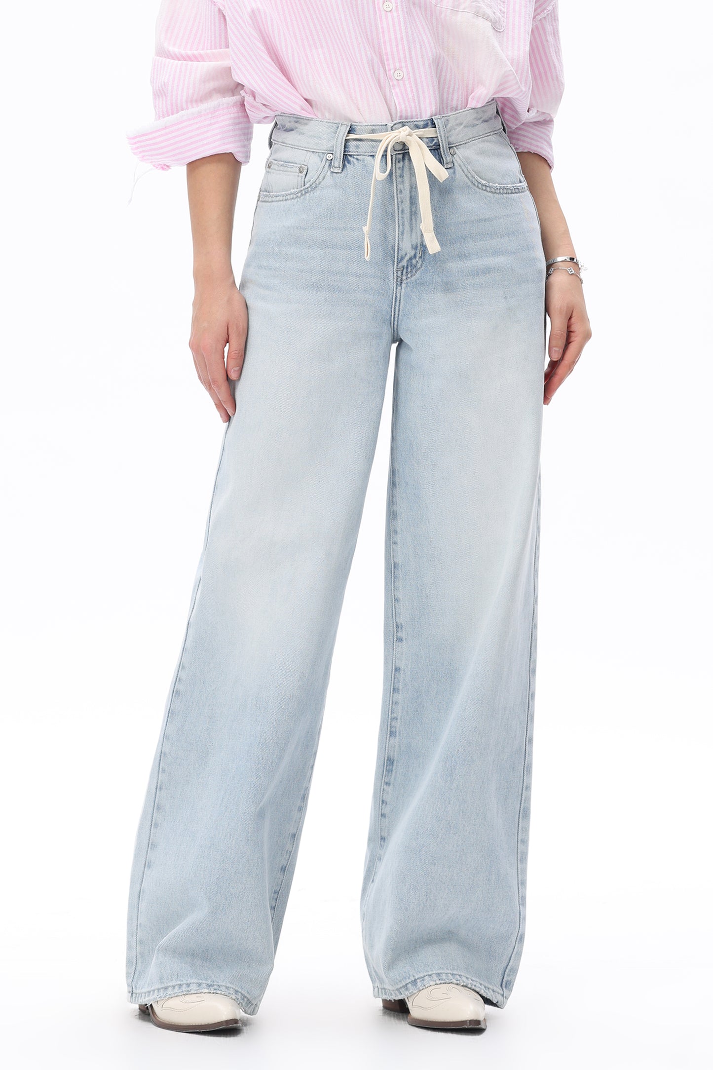 Katerina Breezy Rope-Tie Wide Leg Jeans