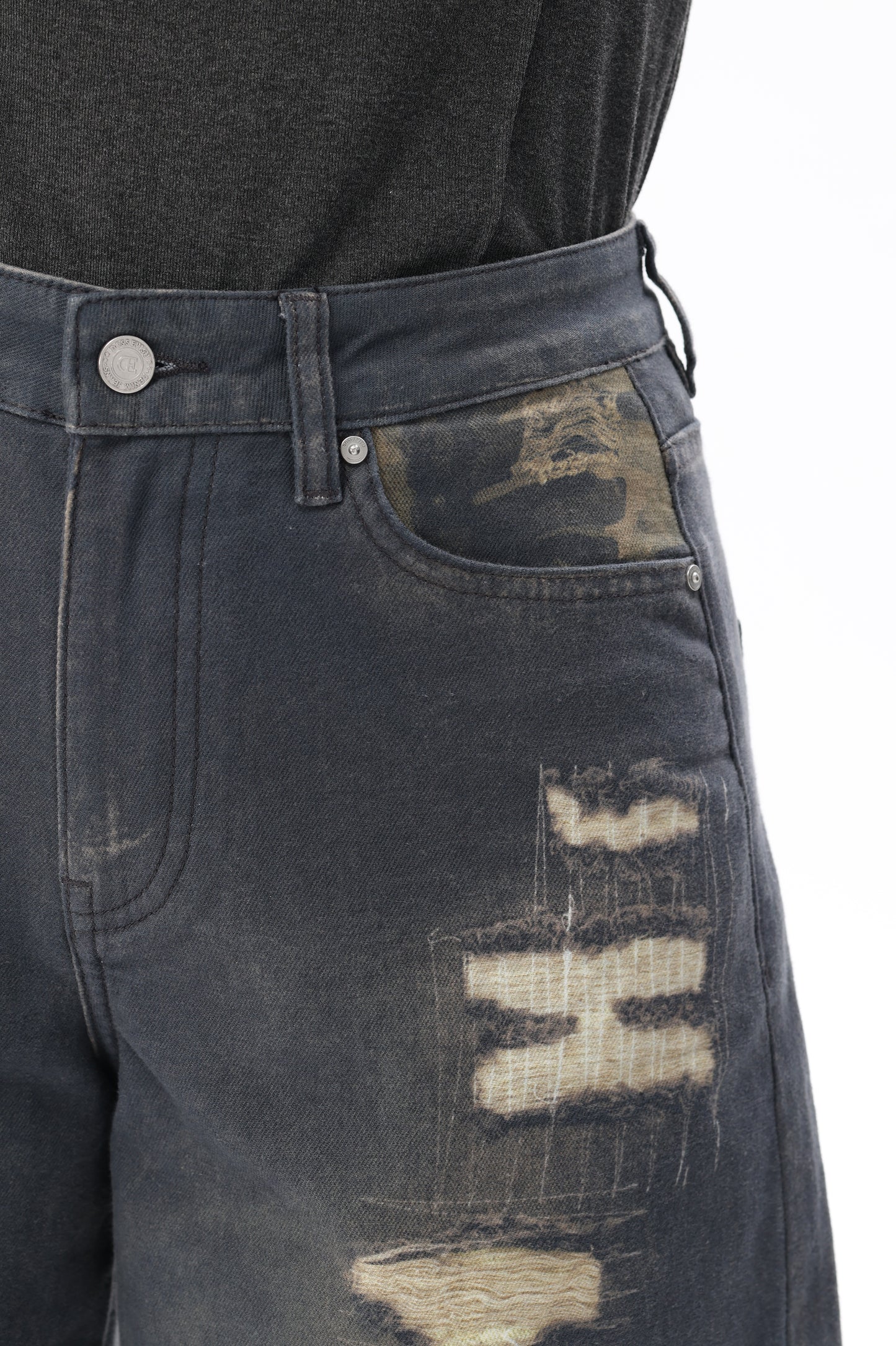 Isadora Camo Patchwork Barrel Jeans