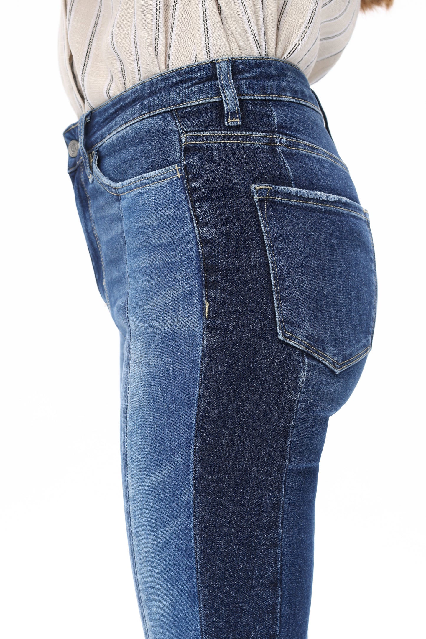 Ava Iconic Two-Tone Flare Jeans