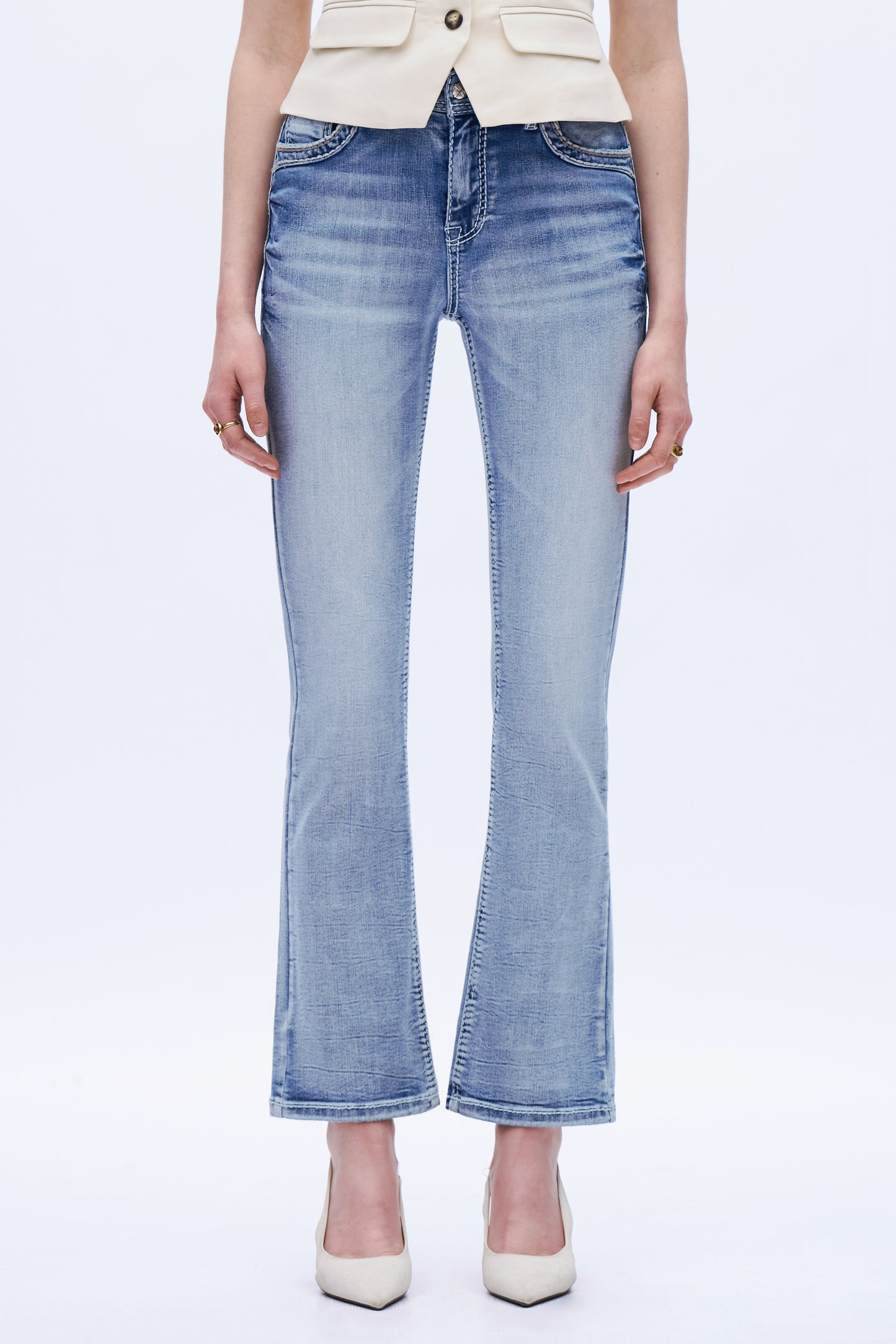 Ivana Angel-Winged Cross Bootcut Jeans