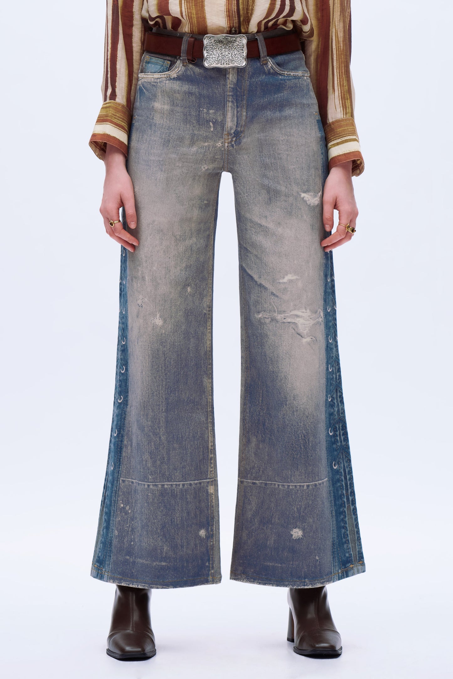 Simone Patchwork Wide Leg Jeans