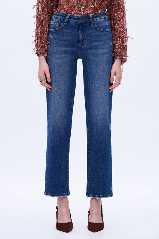 Alina Distressed Edgy Straight Jeans