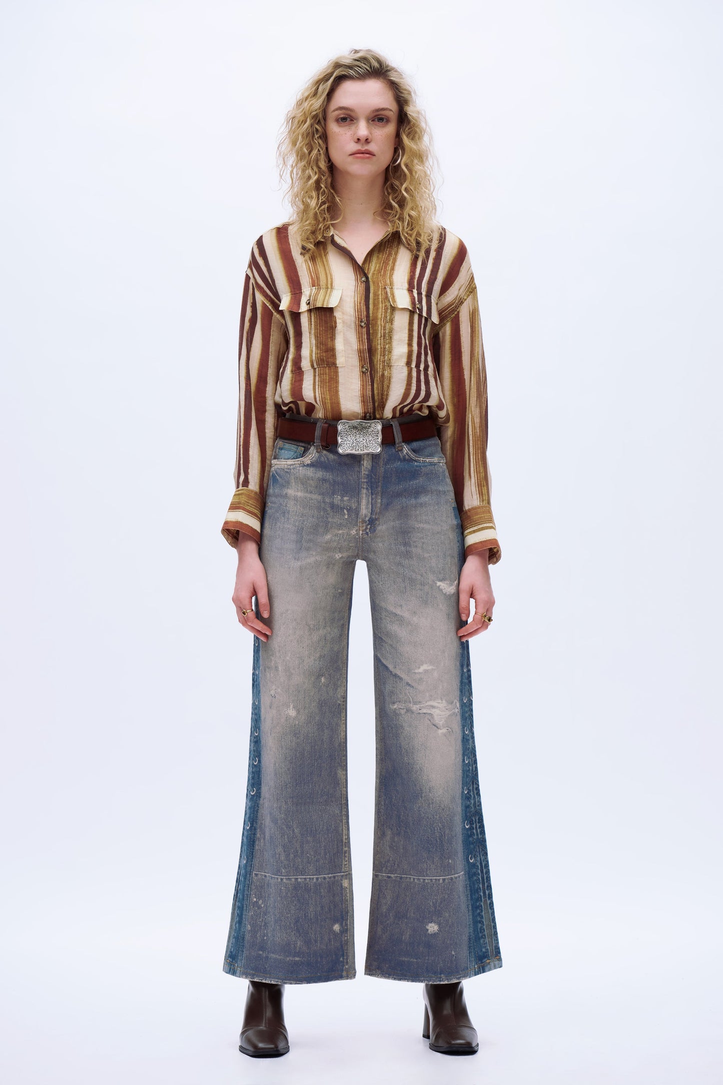 Simone Patchwork Wide Leg Jeans