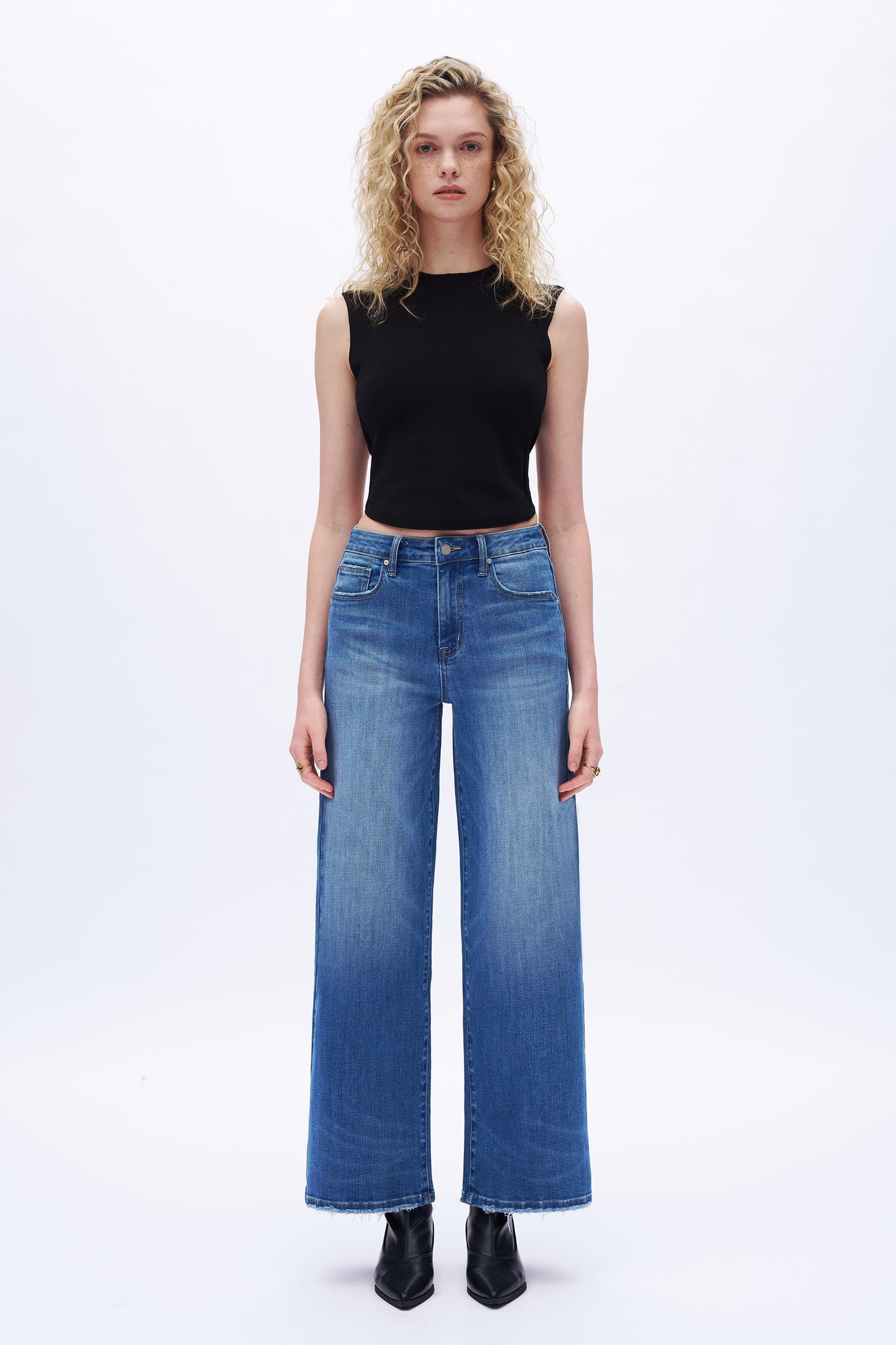 Evelina Trendy Distressed Wide Leg Jeans