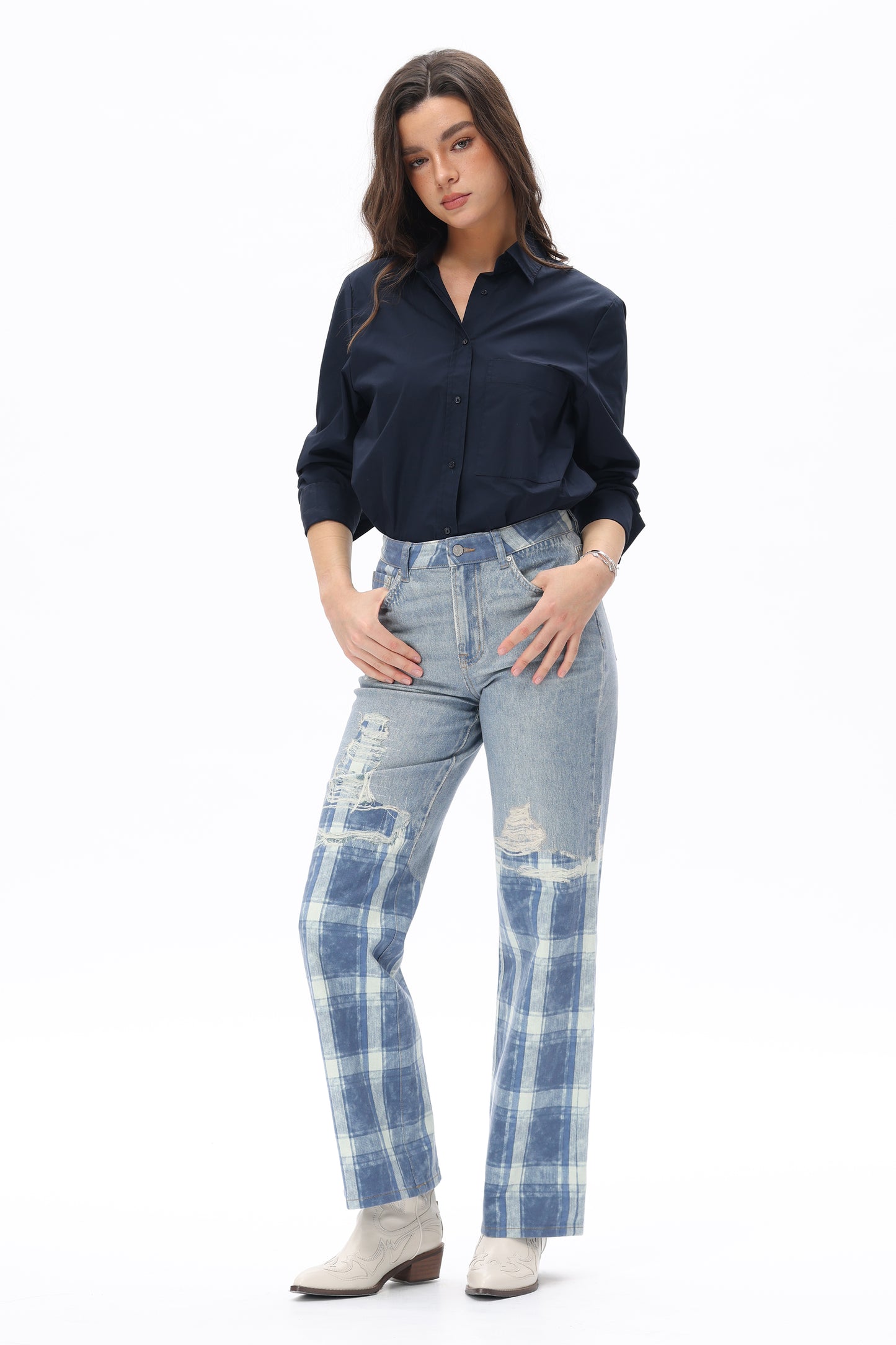 Lila Artistic Wide Leg Jeans