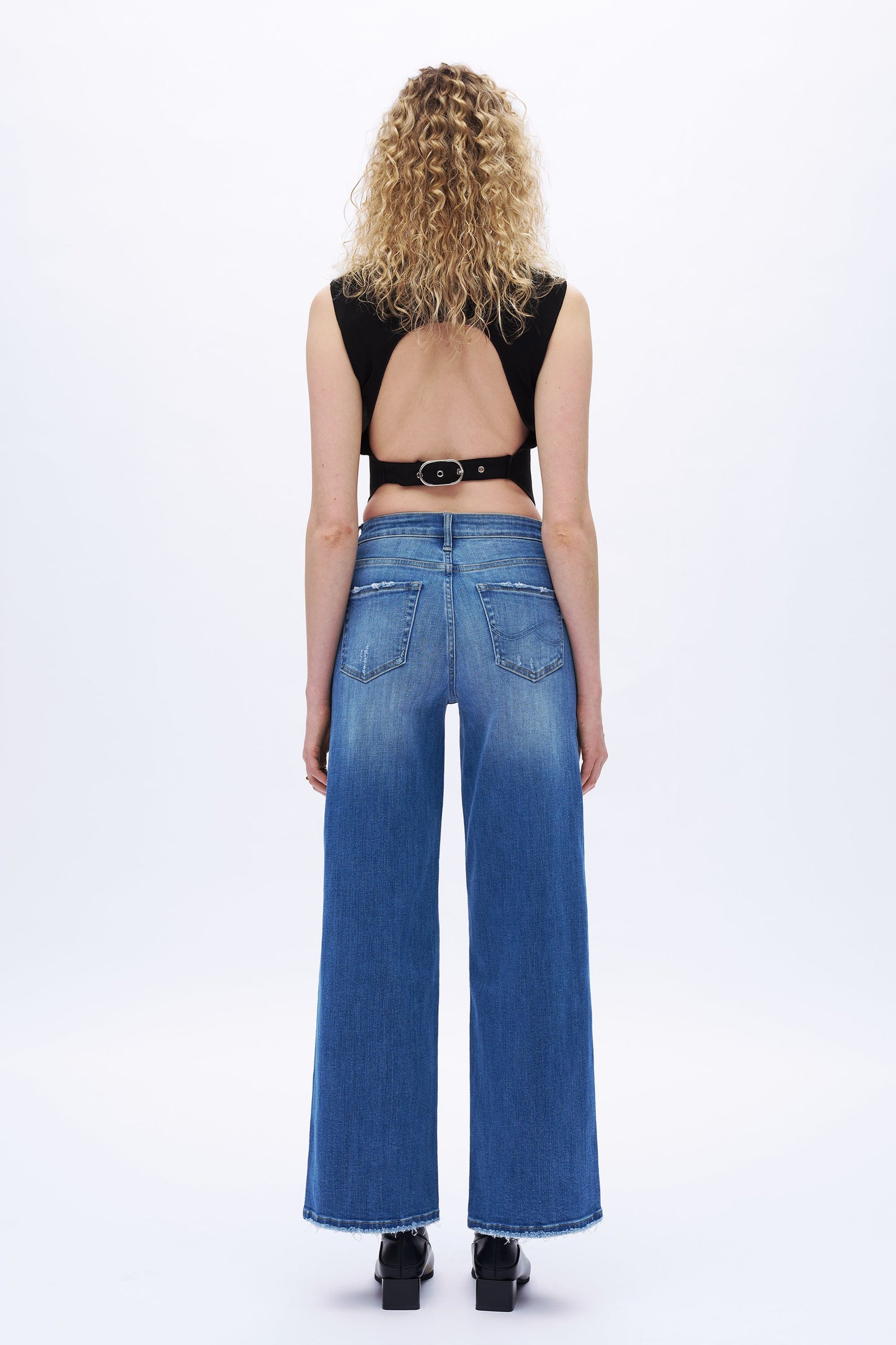 Evelina Trendy Distressed Wide Leg Jeans