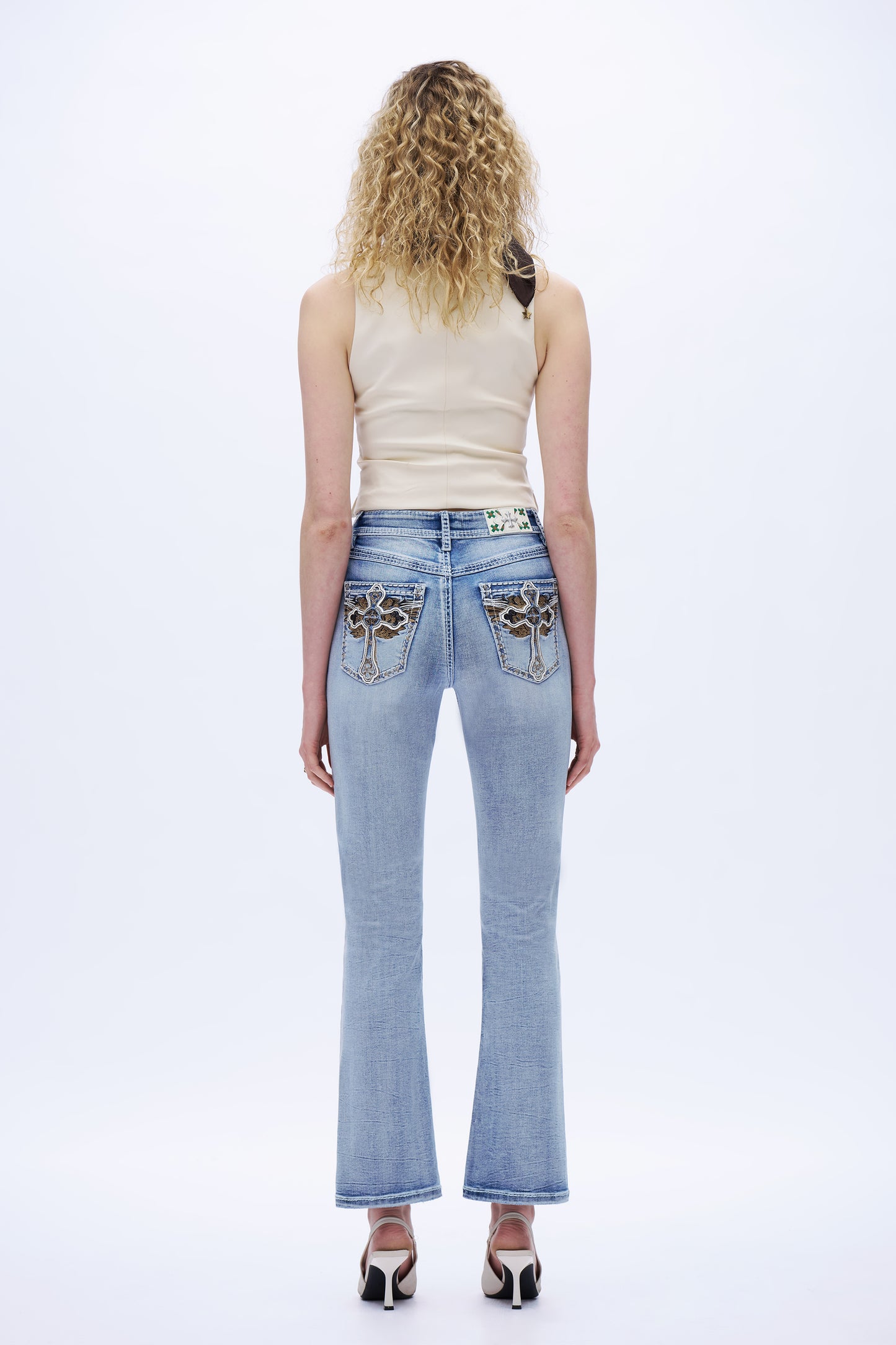 Ivana Angel-Winged Cross Bootcut Jeans