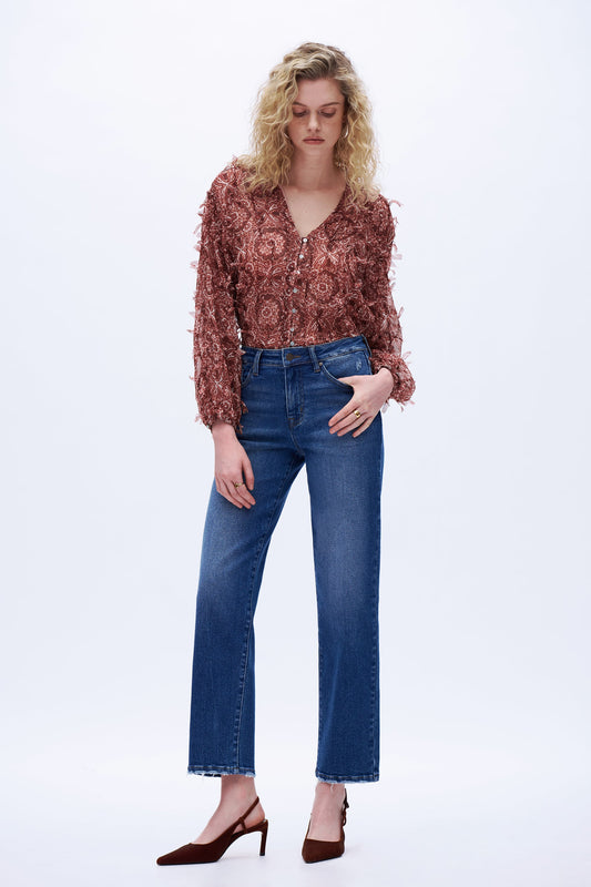 Alina Distressed Edgy Straight Jeans