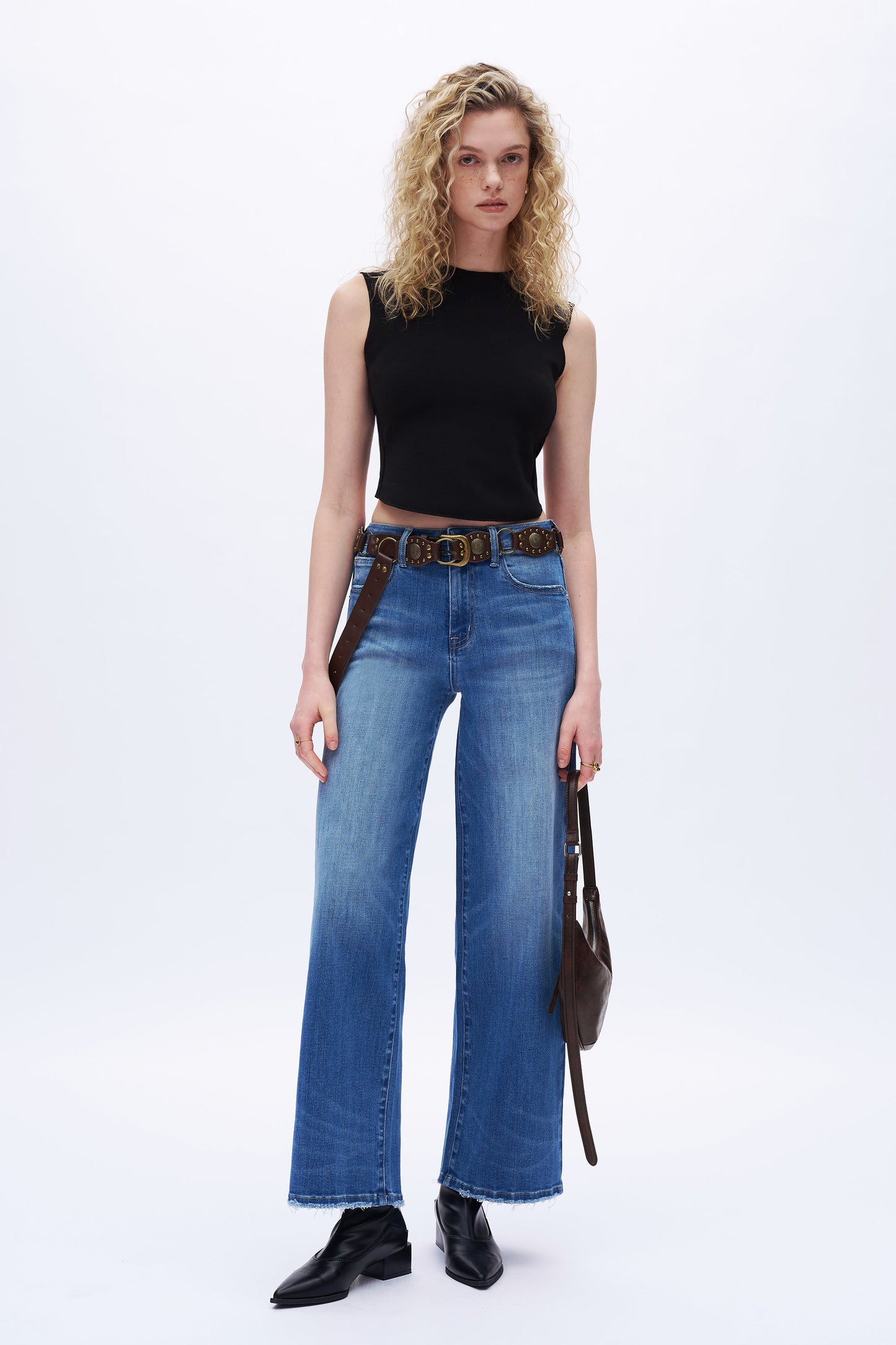Evelina Trendy Distressed Wide Leg Jeans