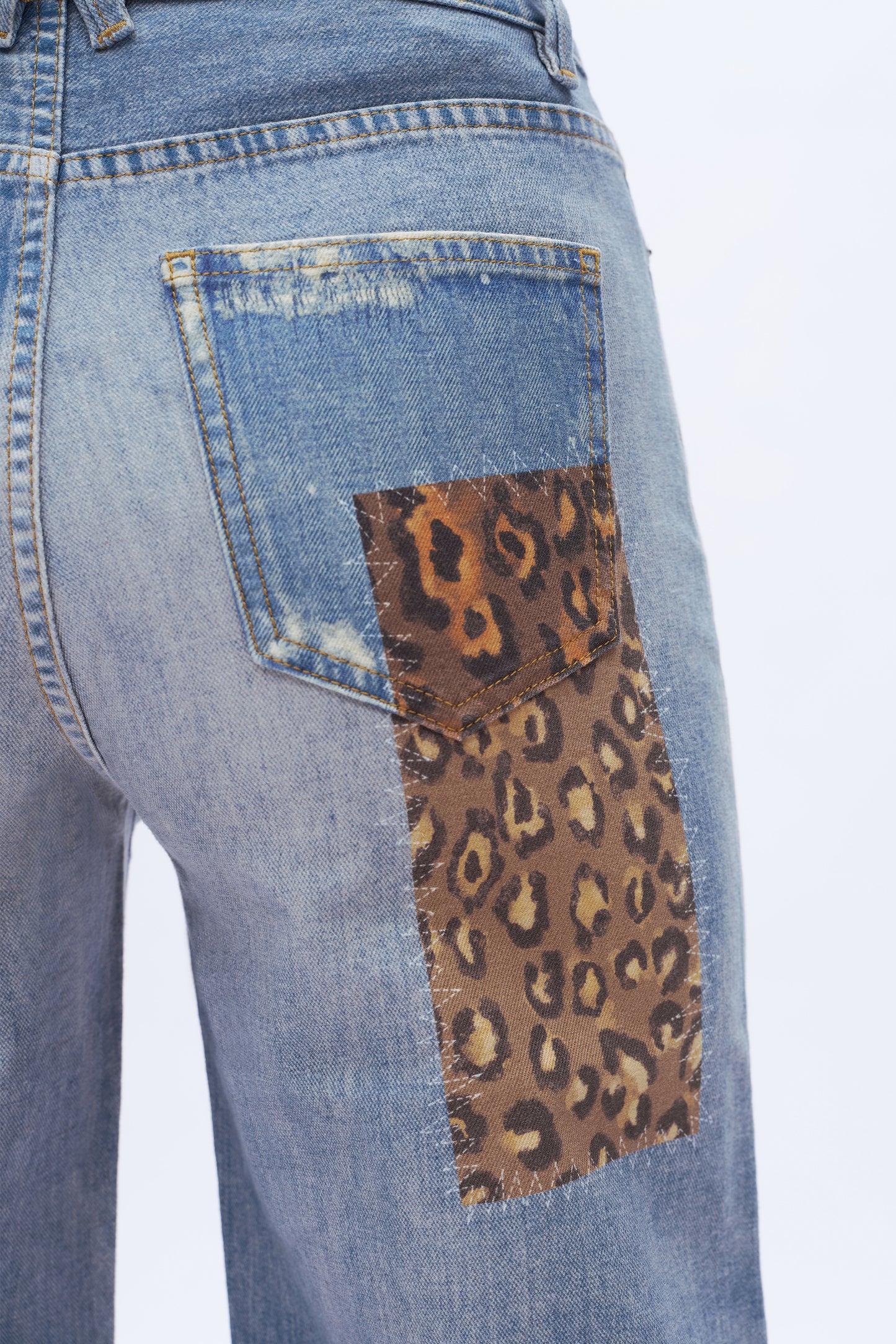 Giselle Leopard Patch Wide Leg Jeans