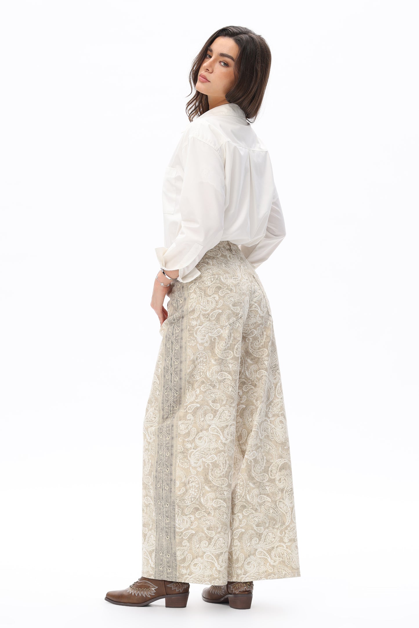 Valeria Bohemian Paisley Barrel Jeans