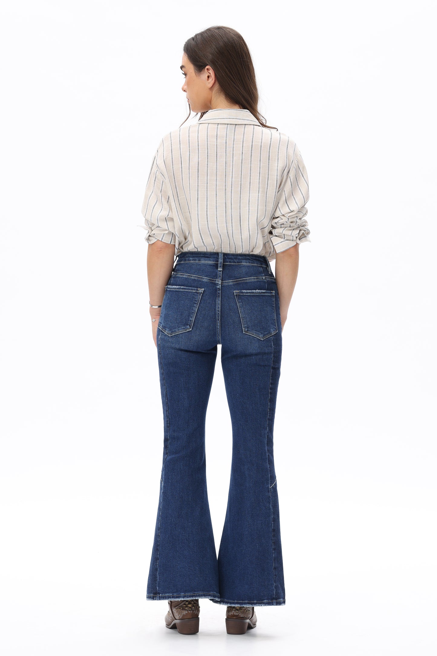 Ava Iconic Two-Tone Flare Jeans