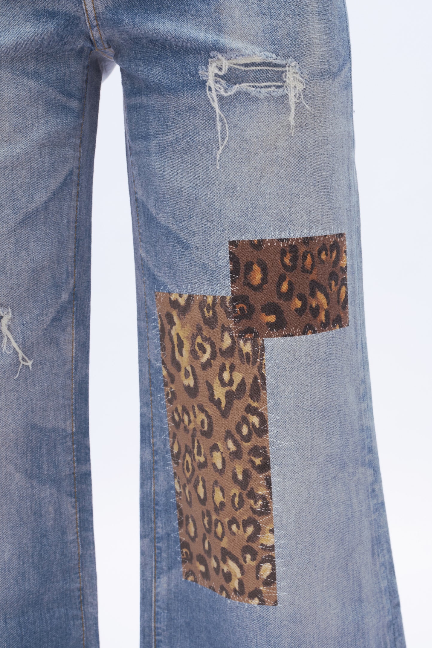 Giselle Leopard Patch Wide Leg Jeans