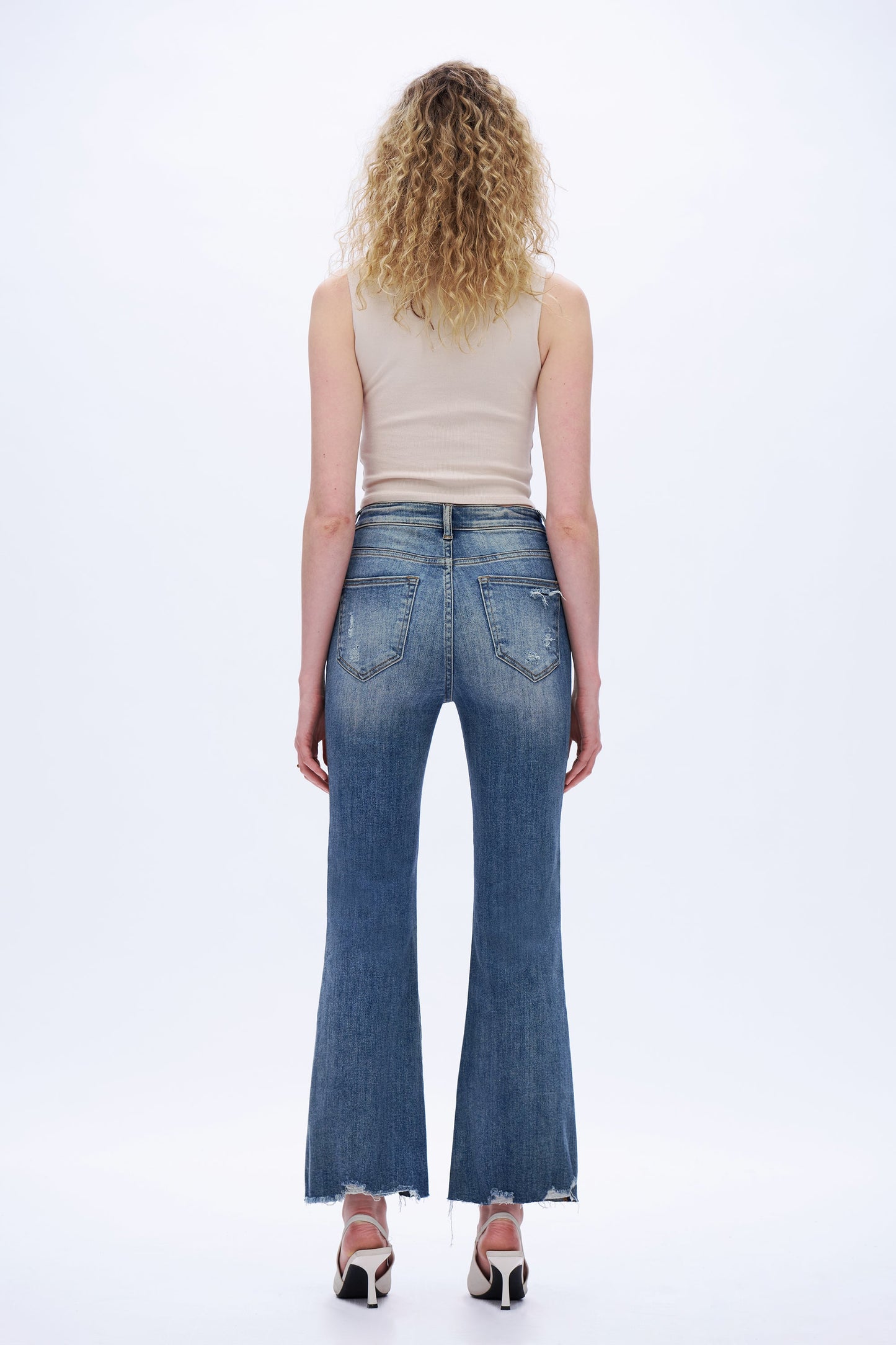 Evangeline Raw-Hem Kick Flare Jeans