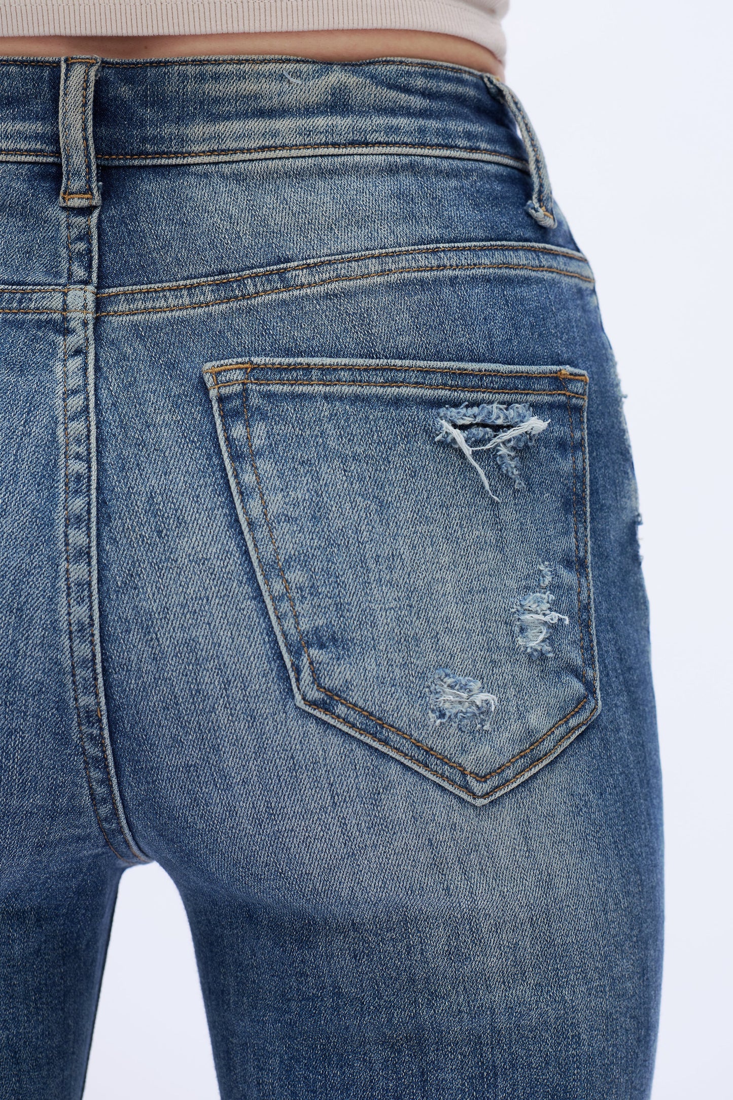 Evangeline Raw-Hem Kick Flare Jeans