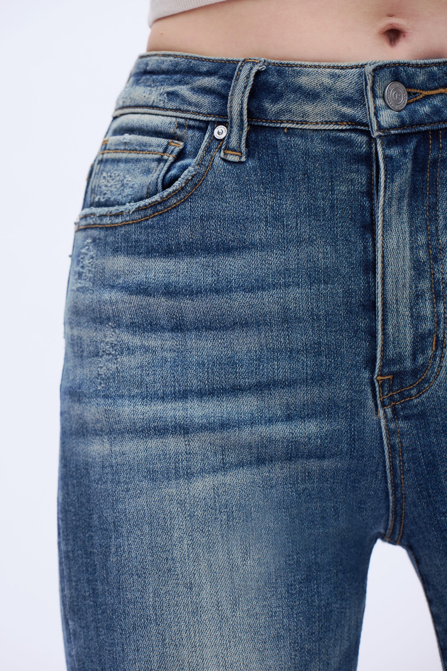 Evangeline Raw-Hem Kick Flare Jeans