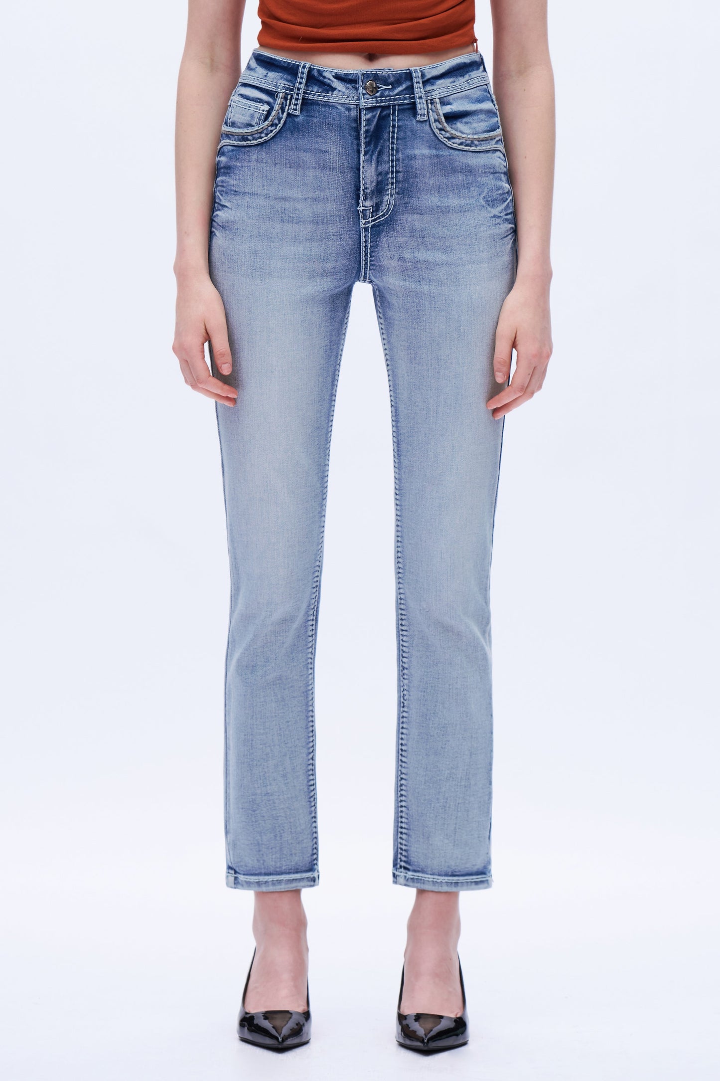 High Rise Straight Jeans