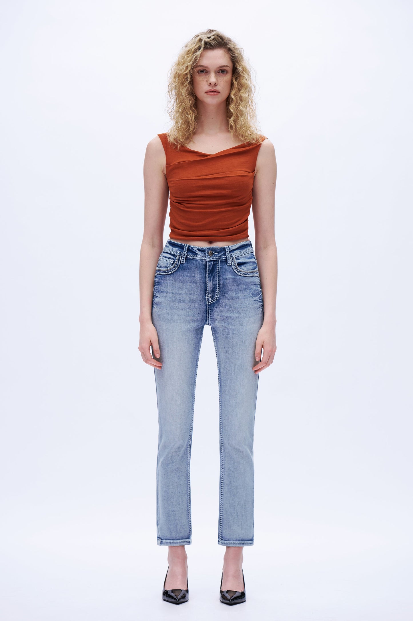High Rise Straight Jeans